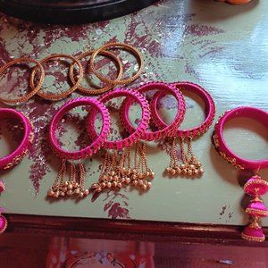 Bridal Bangle Set- Hot Pink